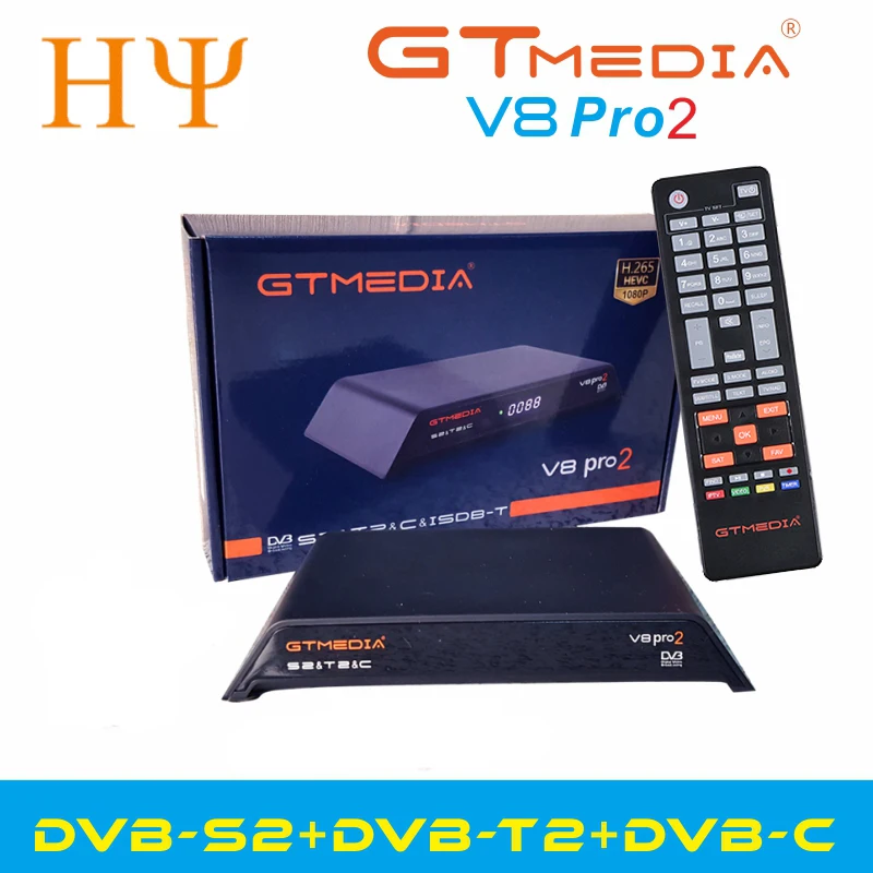 2 шт./лот GTMedia V8 Gtmedia pro2 H.265 Full HD DVB S2 T2 C обновления спутниковый ресивер v8 Золотой