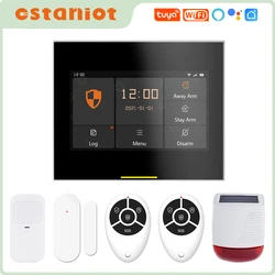 Ostaniot Tuya Smart Wireless WiFi Home Burglar Alarm System with Solar Siren Support Two-way Voice Call Function Ten Languages