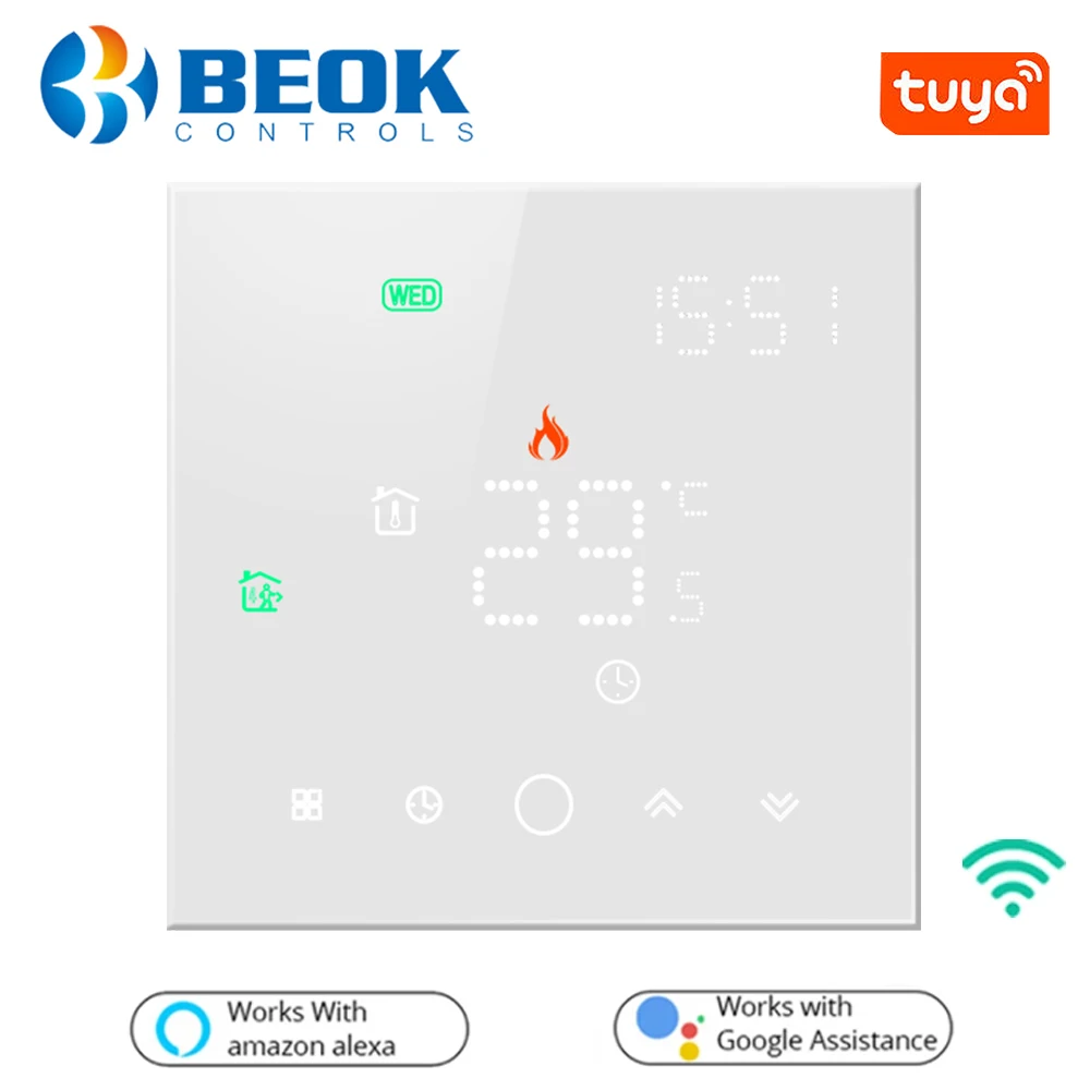Beok Tuya Smart Life Wifi Thermostat for Electric/Water Floor Heating Home Temperature Controller Work with Alexa Google Home