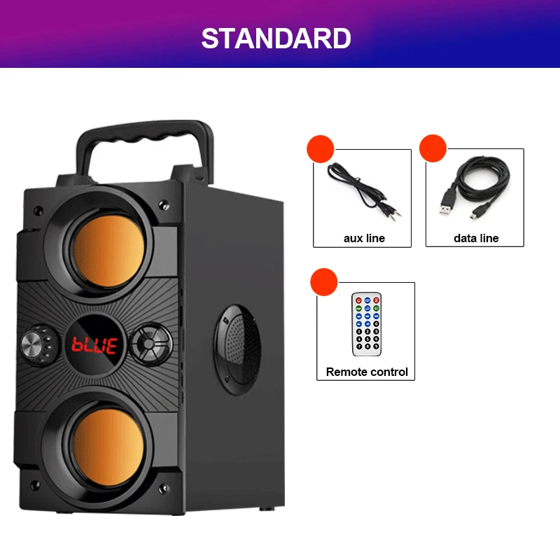 Standard Портативный Bluetooth динамик открытый беспроводной 3D объемный стерео Поддержка микрофон DVD PC FM TF карта домашний сабвуфер - Цвет: Standard