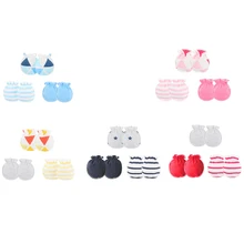 3 пары мягких хлопковых перчаток для маленьких детей; эластичная резинка без царапин; варежки для новорожденных; Новинка