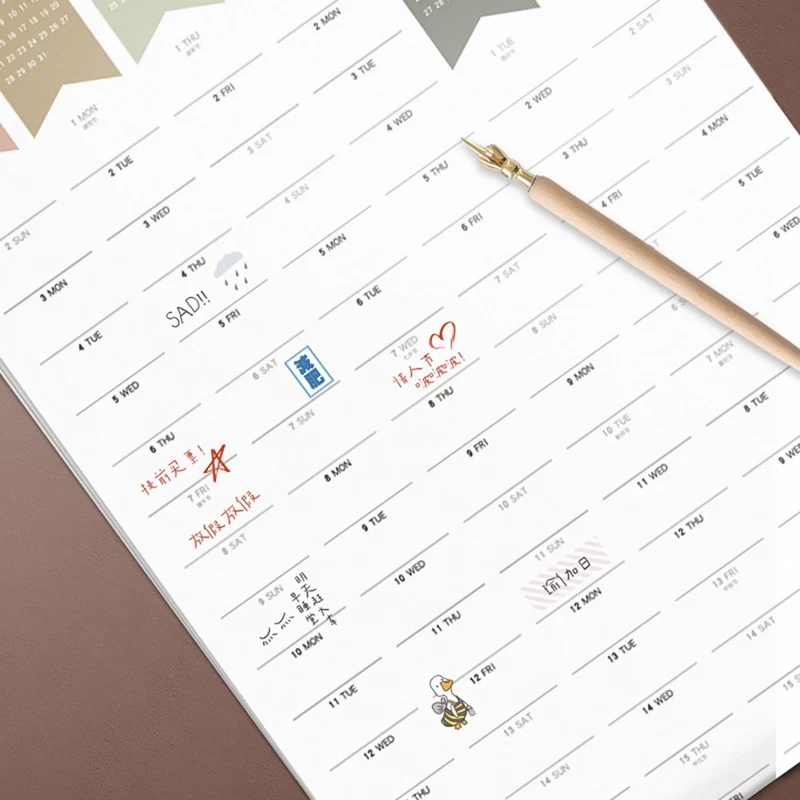 1 шт., дня 365 дней, годовая бумага, настенный календарь, ежедневный планировщик, заметки, очень большое обучение, чтобы сделать список Kawaii школьные принадлежности