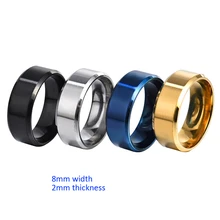 8mm Matt Stainless Steel Simple Design Plain Rings Gold Steel Black Blue Plated Rings For Trendy Men Woman Jewelry Gift