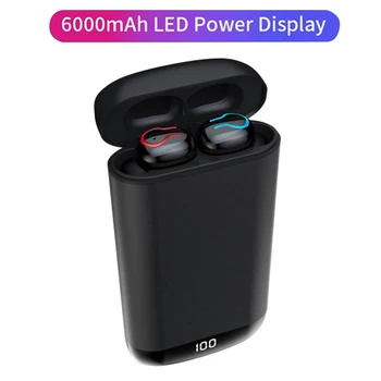 

Q66 TWS Wireless Bluetooth V5.0 Earphone HD Stereo Sports Waterproof Earphone with Dual Mic And 6000mah Battery Charge Case