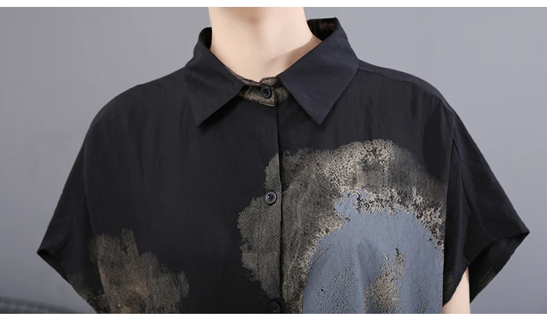 New Fashion Painted Style Black Vintage Shirt Dress