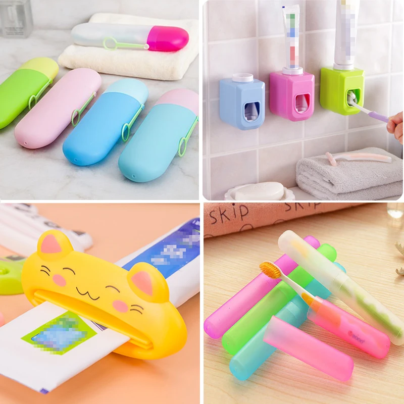 

1/2/3pcs Automatic Toothpaste Dispenser Wall Hanging Toothpaste Holder Squeezer Portable Toothbrush Storage Box Bath Accessories