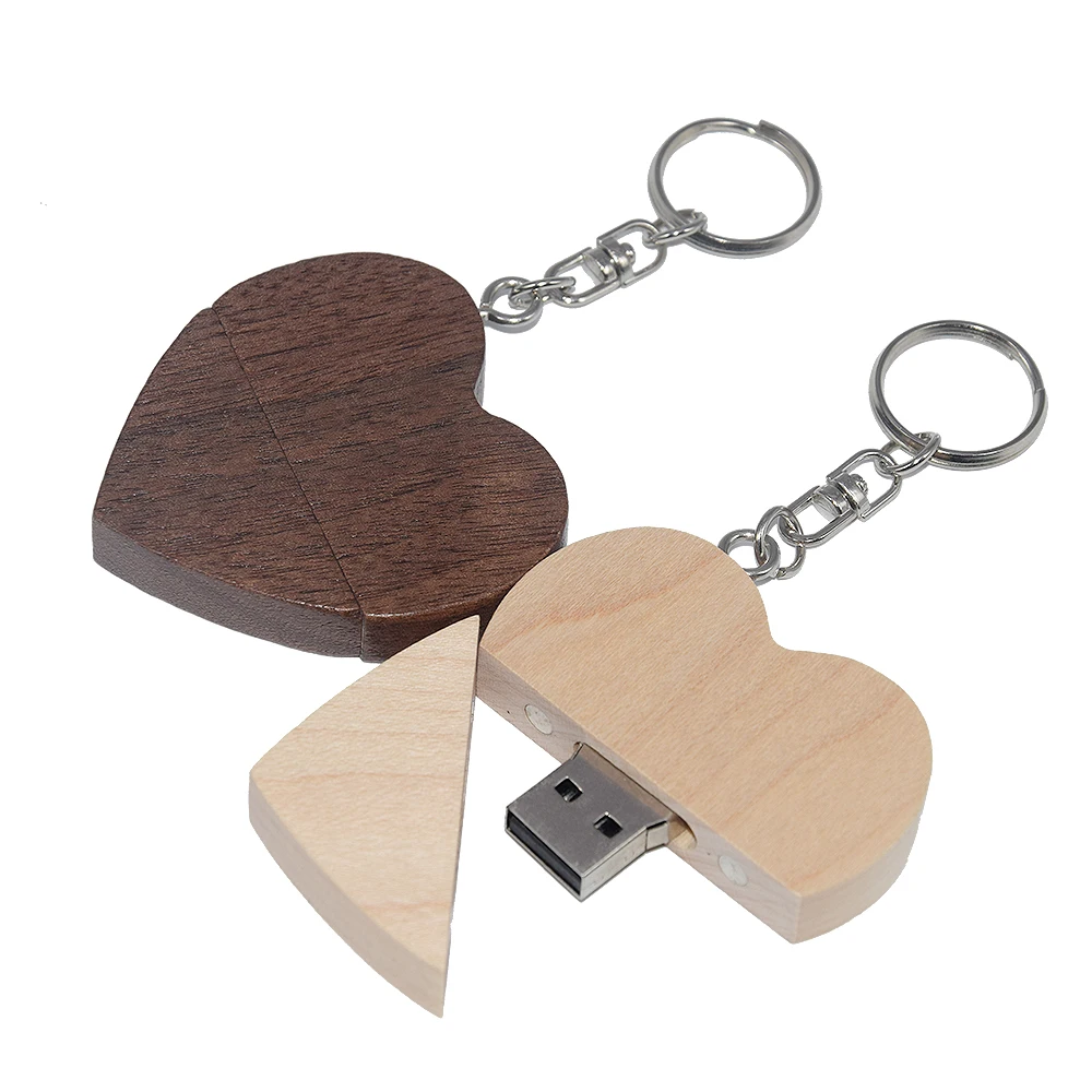 Творческий грецкий орех дерево клен wo любовь сердце + коробка usb флэш накопитель 4