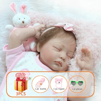 

NPK 50CM Reborn Baby Doll Silicone Dolls Simulation Baby Doll Cotton Body Silicone Limbs Closed Eyes Angel Dolls Toys For Kids