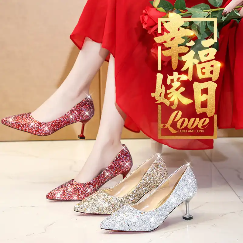 Red Wedding Shoes Women S 2019 New Style Marriage Shoe Wedding