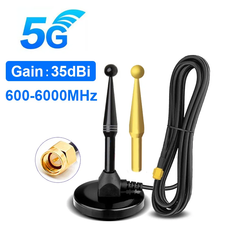 Фрезерная антенна 3G 4G 5G 35dBi 600-6000 МГц SMA Male 2 Wifi GSM GPRS магнитное крепление для