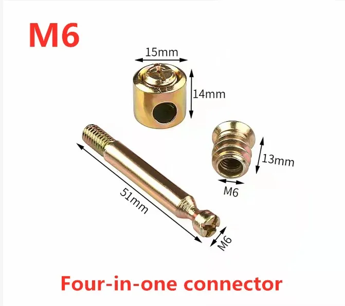 Furniture hardware M6,M8 Four-in-one bed / connector, hammer nut mount, screw, eccentric adjustment 10 Pieces