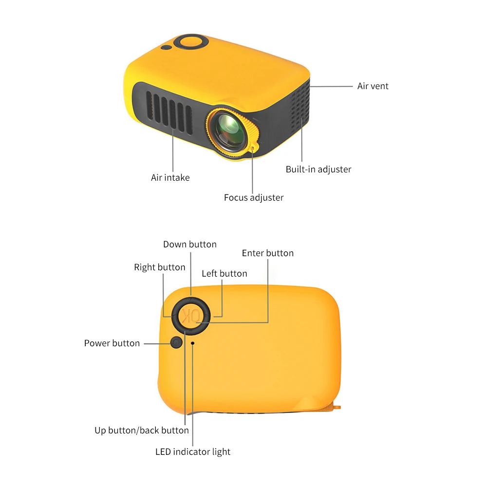 Конференц-проектор 1080P HD ЖК-проектор для домашнего кинотеатра Поддержка банка мощности проектор для ТВ-бокса/xbox/TF карты/U диск мини-проектор