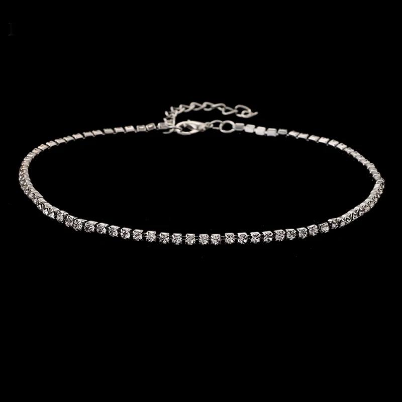 Простой дизайн кристалла чокер с бусинами яркое женское ожерелье блестящая СТРАЗА колье-чокер Свадебные украшения - Окраска металла: C377