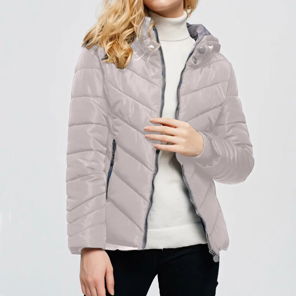 Зимняя женская куртка, большие размеры, женские парки, утепленная верхняя одежда, одноцветные пальто с капюшоном, короткие женские тонкие базовые Топы с хлопковой подкладкой# J30