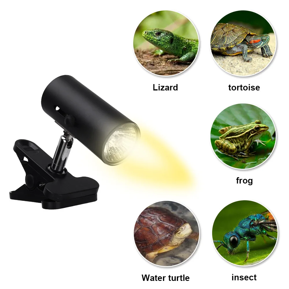 Horior Reptile UVA UVB Lamp for Turtle Lizard Basking Heat Light with 360° Clamp Dimmable Light for Reptile 
