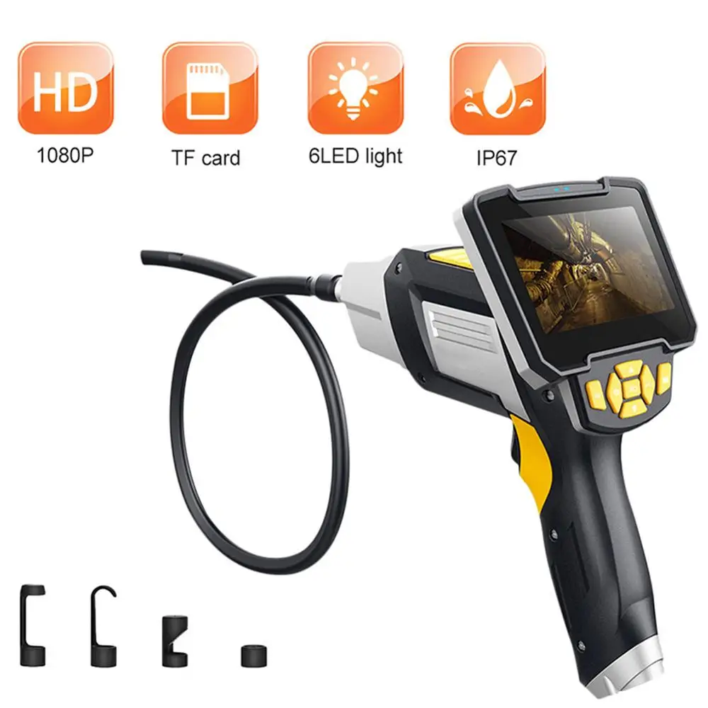 4,3 дюймов цифровой экран LCD эндоскоп IP67 1080P HD Micro Inspection Камера промышленная машина для ремонта гибкий эндоскоп с 6LED свет