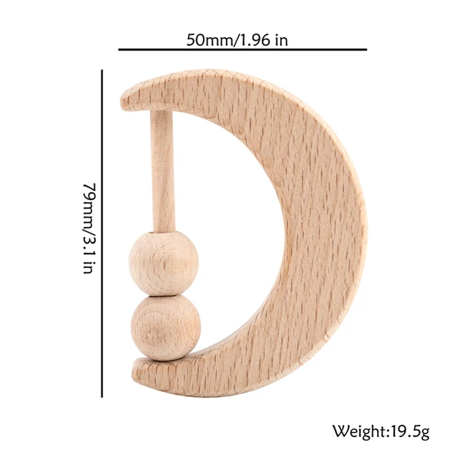 Baby Wooden Rattle Beech Bear Hand Teething Wooden Ring Baby Rattles Play Gym Montessori Stroller Toy Educational Toys for Kid set-27