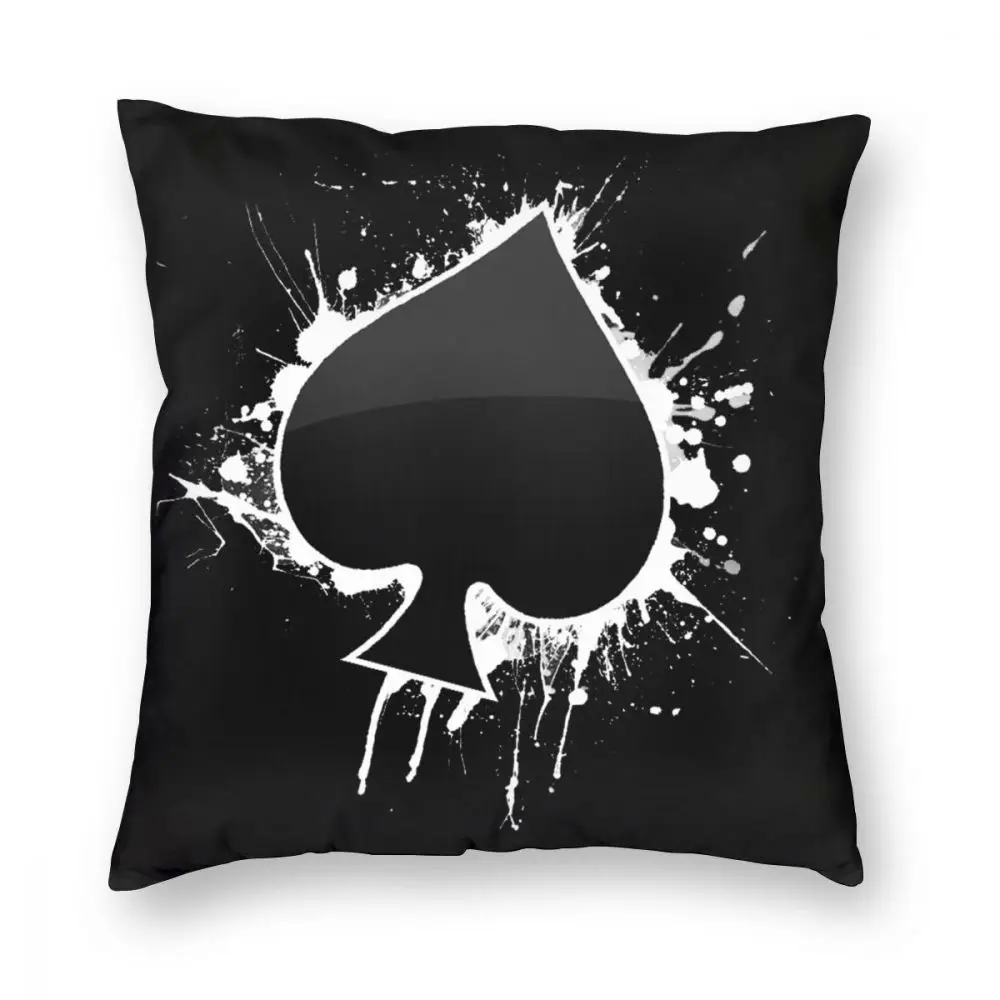 

Poker Ace Of Spades Pattern Throw Pillow Covers Square Pillows Case Decorative Bedroom Livingroom Sofa with Zipper