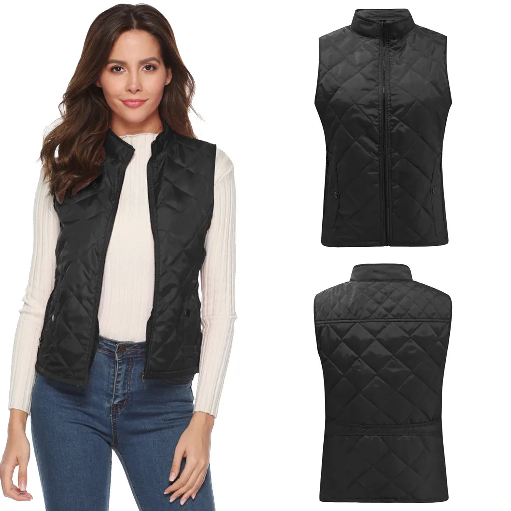 Jaycosin 2019 Winter Warm Casual Leisure Waistcoat Coat Women Thick Solid Color Jackets Comfortable Sleeveless Jacket Coat 31#4