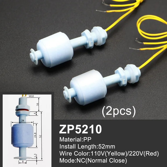 Free Shipping 1 Piece Float Switch Mini Type Poly Propy Water Level Liquid Sensor Normal Close ZP2508-ZP15010 2PCS-ZP5210