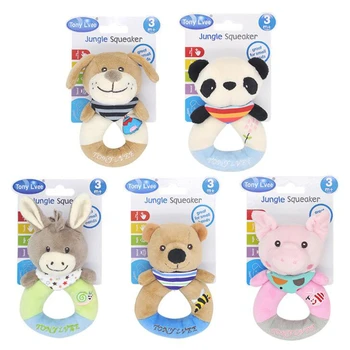 Newborn Rattle Ring Bell Baby Cartoon Animal Rattle Cute Plush Animal Hand Bells Infant Early Educational Doll Toy 1