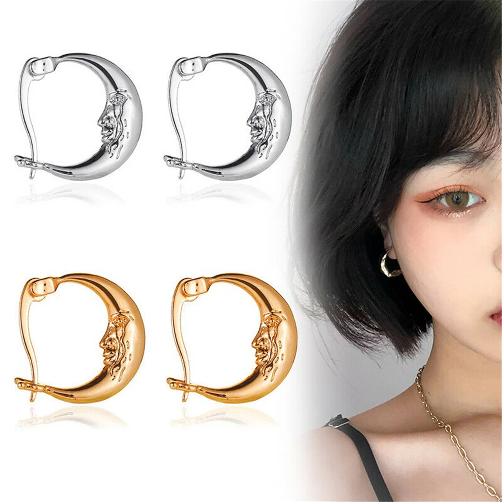 

Face Abstract Style Crescent Moon Earrings for Women Bohemian Charm Wedding Jewelry Gift
