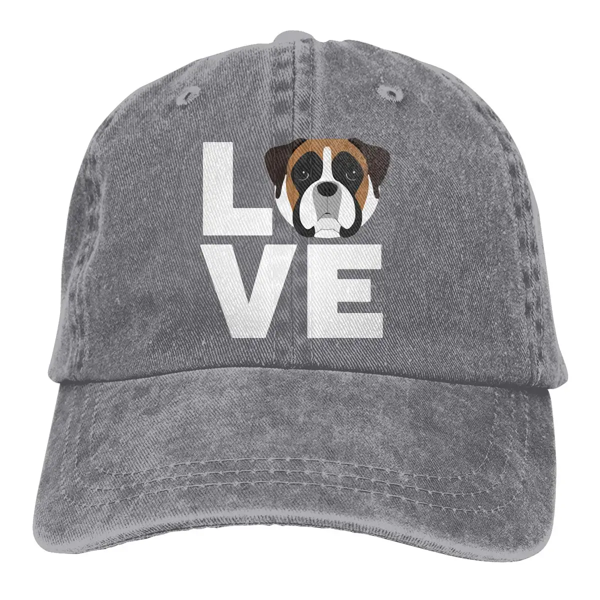 Унисекс Регулируемая ВИНТАЖНАЯ ДЖИНСОВАЯ бейсболка Love Boxer Dog простая Кепка