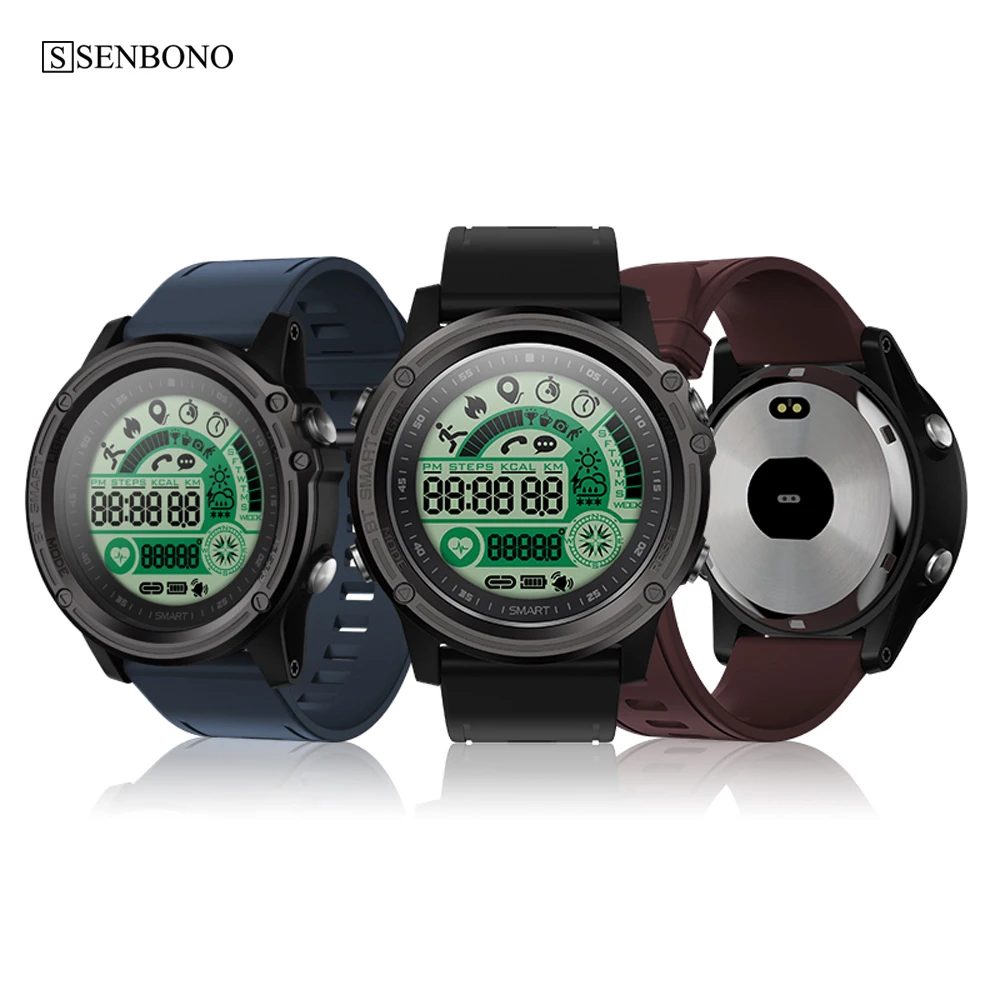 SENBONO S28 Sport tracker Stopwatch Smart Watch Compass Waterproof Remote Control Call SMS Reminder Smartwatch BT 4.0