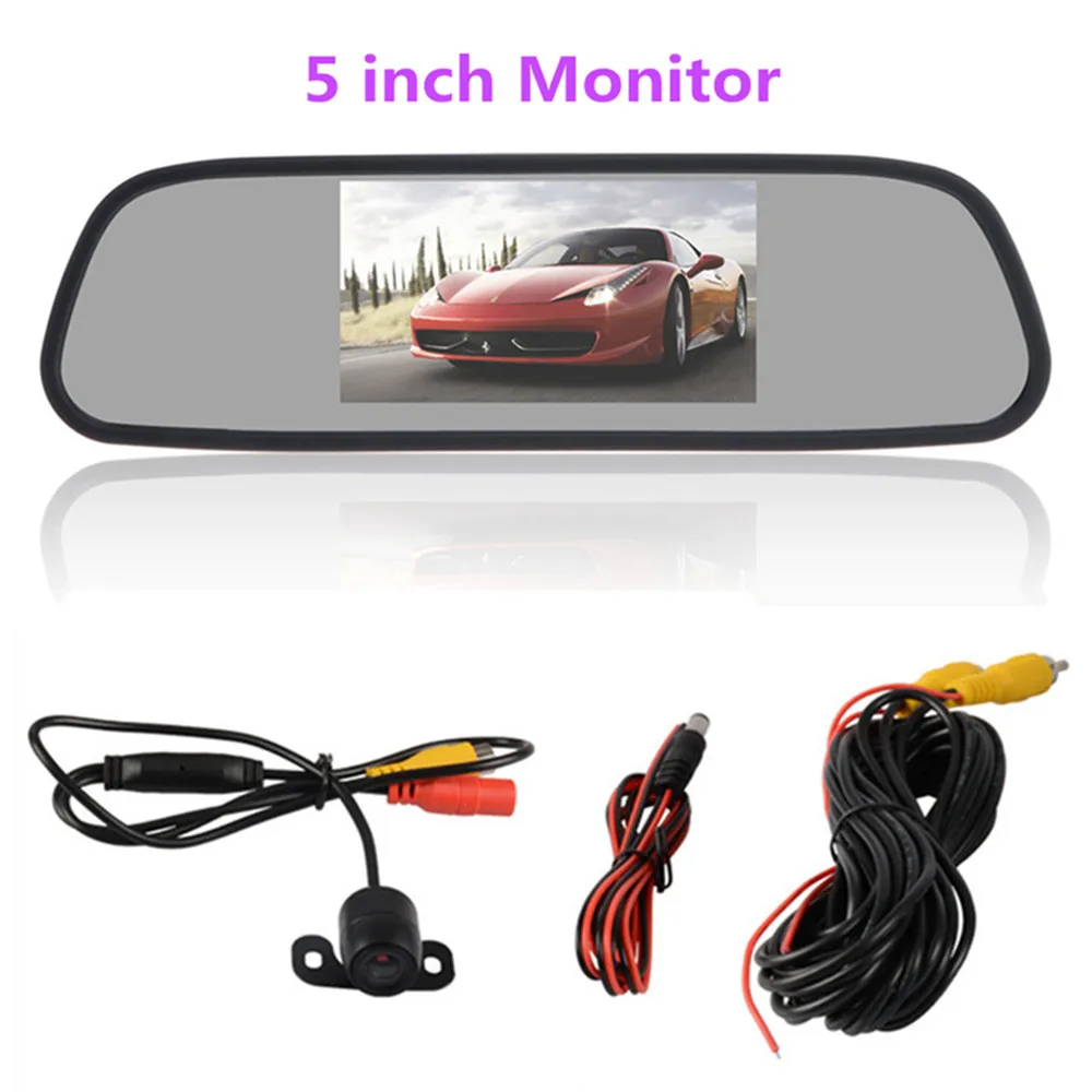 5 дюймов TFT lcd HD800* 480 экран автомобильный монитор зеркало заднего вида парковочный монитор с 2 видео входом, камера заднего вида опционально - Цвет: Monitor with cam06