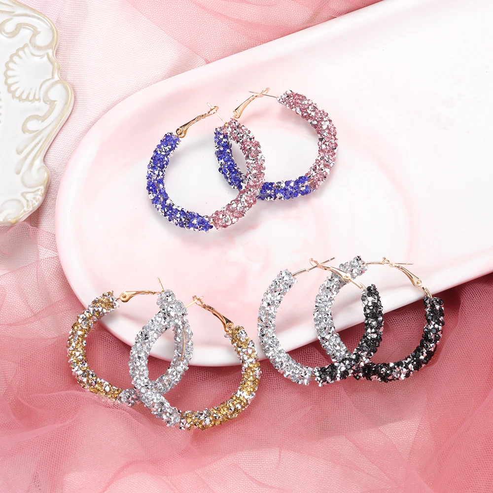 Серьга-кольцо со стразами серьги-гвоздики с жемчугом женские модные большие