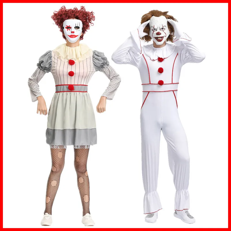 

Hot selling Movie It Chapter Two Pennywise Cosplay Costume It Pennywise Clown dress Cosplay Halloween Adult man Women Costumes