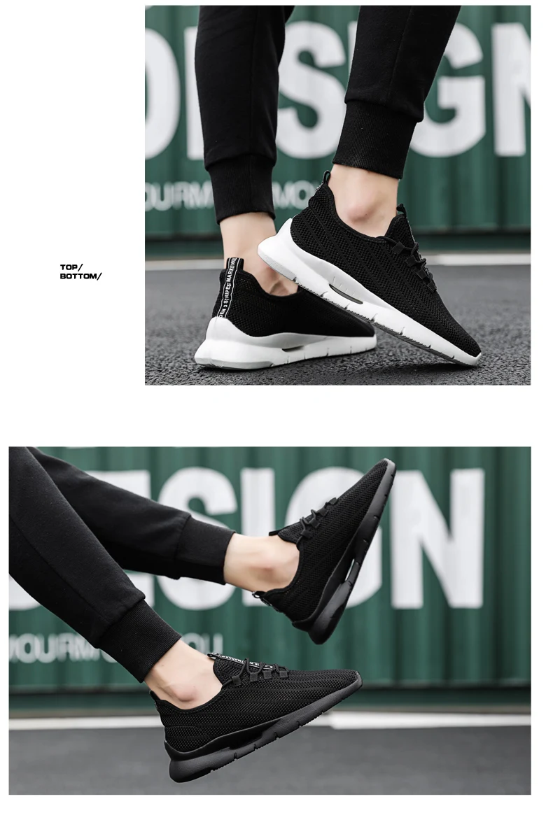 Черные мужские дышащие кроссовки из сетчатого материала на шнуровке; спортивные кроссовки; летние мужские легкие кроссовки для бега; Zapatillas De Hombre