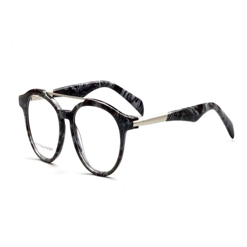 MONGOTEN Newest Design Unisex Retro Fashion Round Frame Full Rim Acetate Myopia Eyeglasses Black Leopard Brand Optical Eyewear - Цвет оправы: COLOR3