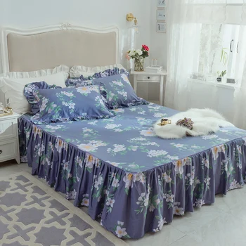 

133*72 40S pure cotton bed skirt with elastic home floral printing bedding sheet for 1.2m-2m bed 6 colors