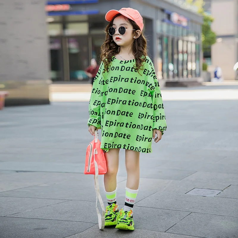 New Letter Pattern Girls Straight Dress 3 13 Years Old Children's