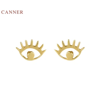 

CANNER Real 925 Sterling Silver Earrings For Women Angel Eyes Stud Earrings Zircon Diamond Korean Pendientes Silver Gold Jewelry