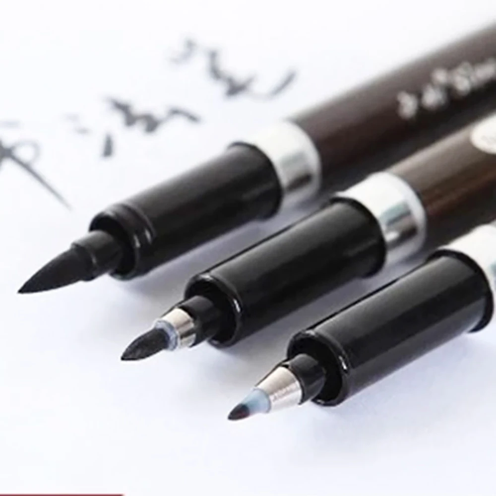 

3Pcs/Set Soft Tippen Calligraphy Pen Japan Material Brush for Signature Chinese Words Learning Art Marker Pens School Supplies