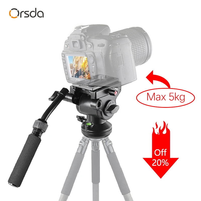 Orsda Professional Dslr Video Fluid Tripod Head Aluminum 5kg Load For Nikon Sony Canon Pentax
