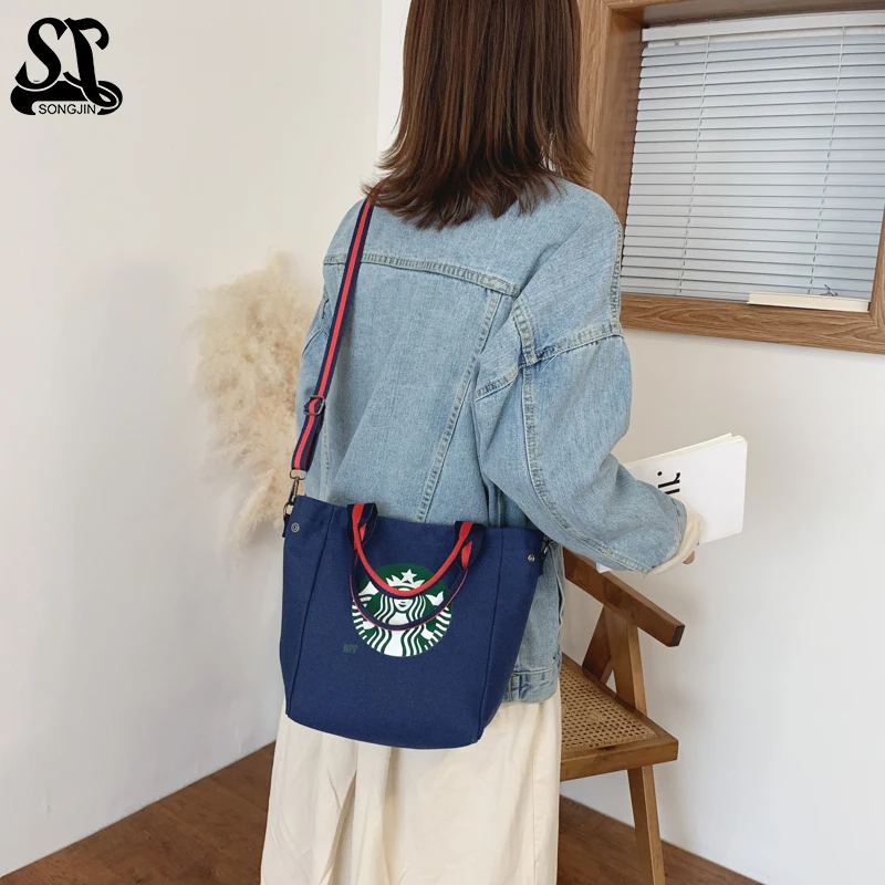 

Canvas Handbag Women Shoulder Bag with Removable Strap Crossbody Wear Resistant Casual Fashion Zipper Bag