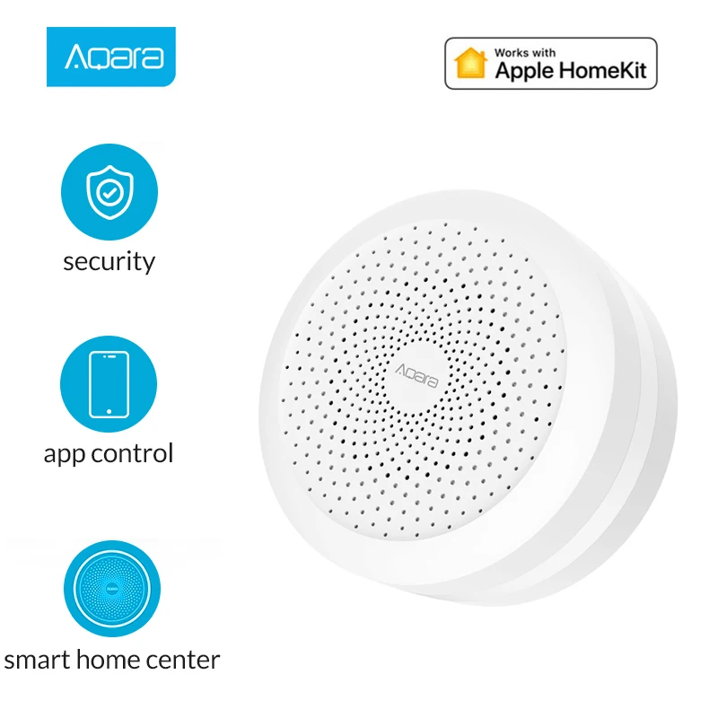 Baratos Xiaomi mi jia Centro aqara mi Gateway con luz nocturna Led RGB Sistema de Control de hogar inteligente funciona con Apple Homekit mi jia App