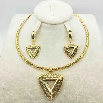 

HOT Fashion wedding Dubai Africa Nigeria African Jewelry set gold-color necklace Earrings romantic woman Bridal Jewelry Sets