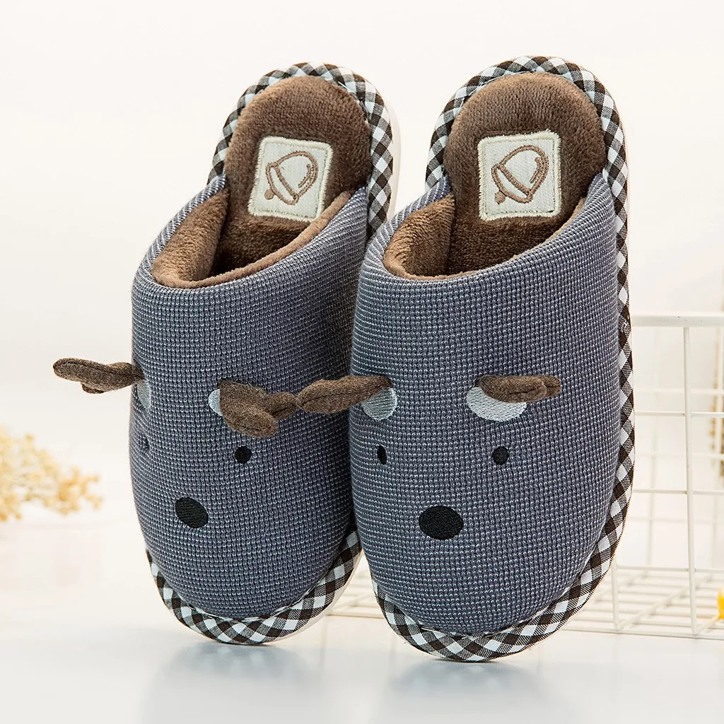 Детская зимняя теплая обувь для малышей теплые зимние домашние тапочки с рисунком оленя для девочек и мальчиков повседневная Нескользящая красивая обувь HOOLER