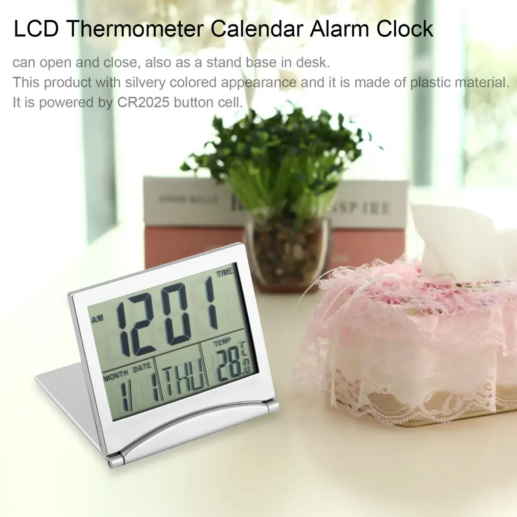 Цифровой ЖК-дисплей термометр Календарь Будильник Гибкая крышка настольные часы современный дизайн