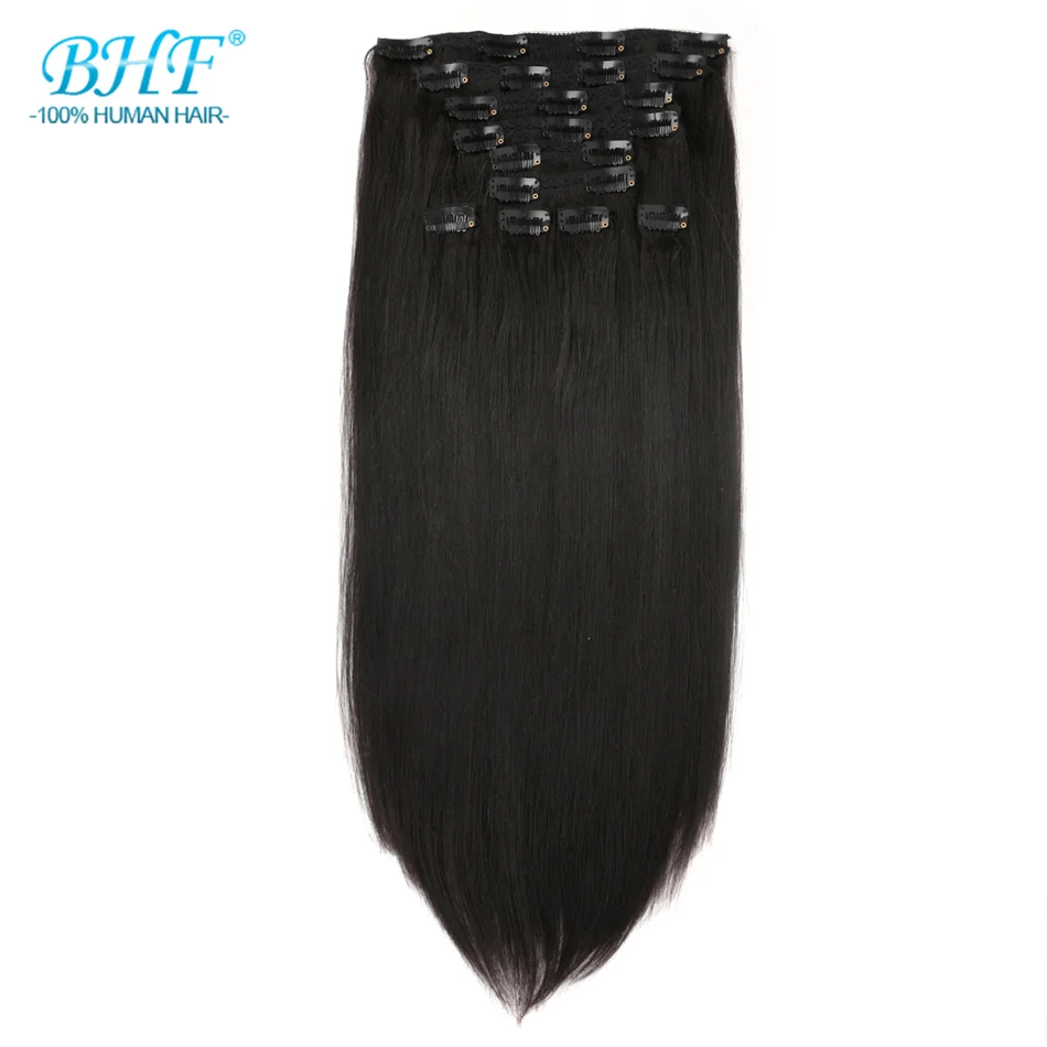 

BHF Clip in Human Hair Extensions Machine Made Remy Brazilian Straight Natural 100% Human Hair 140g Clip Ins