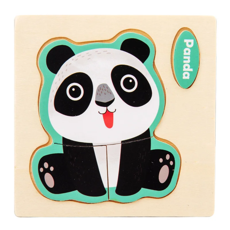 Miniature 3D Wooden Cartoon Animal Puzzle Board for Kids - Early Learning Educational Toy Gift