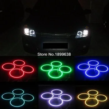 4PCS Super bright 7 color RGB LED Angel Eyes Kit with a remote control car styling For Opel Astra H NON projector headlight
