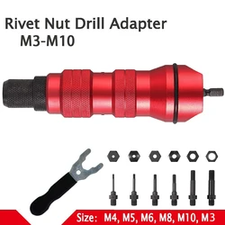 Adaptateur de perceuse à écrou fileté à Rivet, outil électrique sans fil ou électrique, accessoire d'outil alternatif, pistolet à écrou à Rivet à Air, M3 M10 
