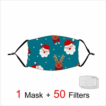 

Christmas Masks Cute Printing Cotton Mask Reusable Washable Face Cover Breathable Face Masks Festive Party Supplies