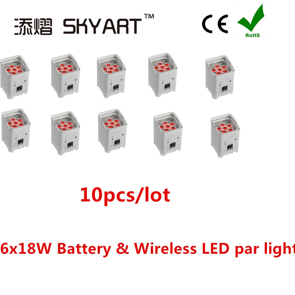 10pcs Профессиональный Фабричный дешевый чехол 6x18W Светодиодный аккумулятор RGBWA светодиодный светильник - Цвет: 10pcs