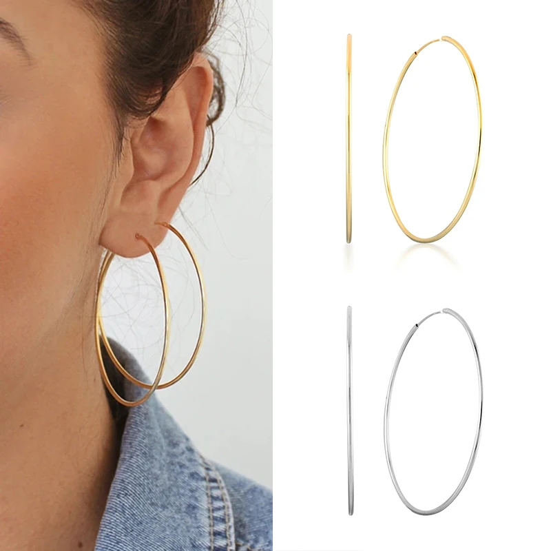 925 Sterling Silber Ohr Schnalle Neue Frauen Creolen Großen Kreis 57mm Hohe Qualität Schmuck Für Mode Damen Geburtstag geschenke